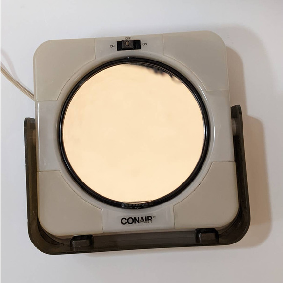 Vintage 1980's Conair Light Up Vanity 2-Way Mirror Brown and Cream - Picture 9 of 10